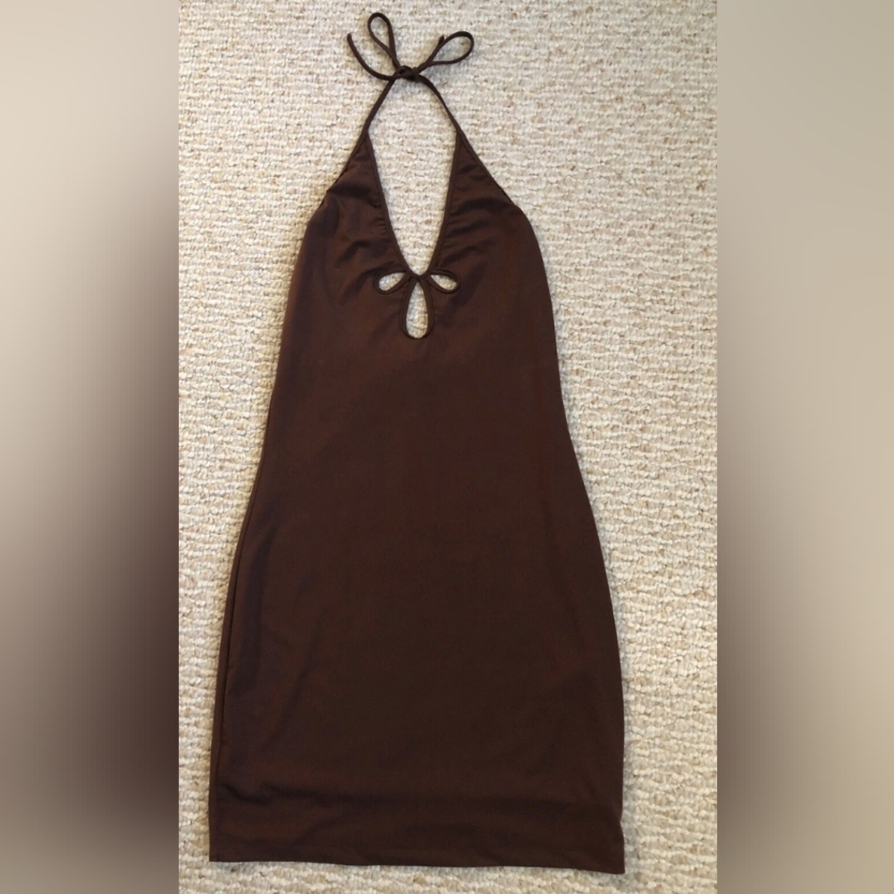 Y2K Brown Halter Dress